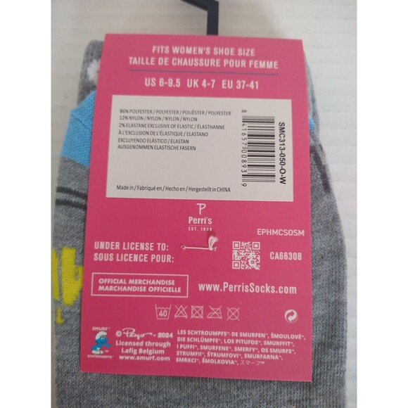NEW Smurfs Smurfette Blue Gray Novelty Collectable Socks gift cartoons animation - Picture 3 of 5